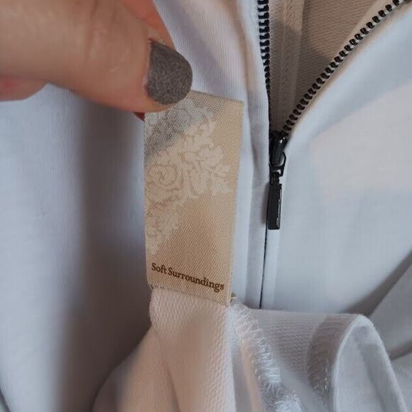 Soft Surroundings Calista White Zip Long Sleeve Blouse Jacket Xs Extra Small - Picture 7 of 9
